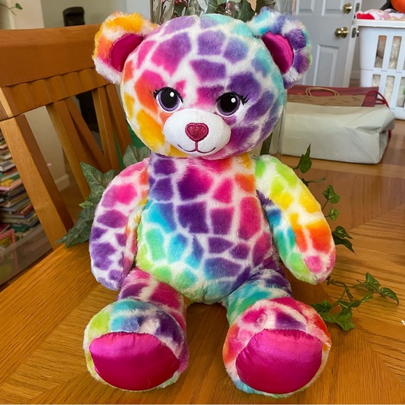 Build A Bear Tie Dye Rainbow Spotted Bear Plush - Picture 1 of 5